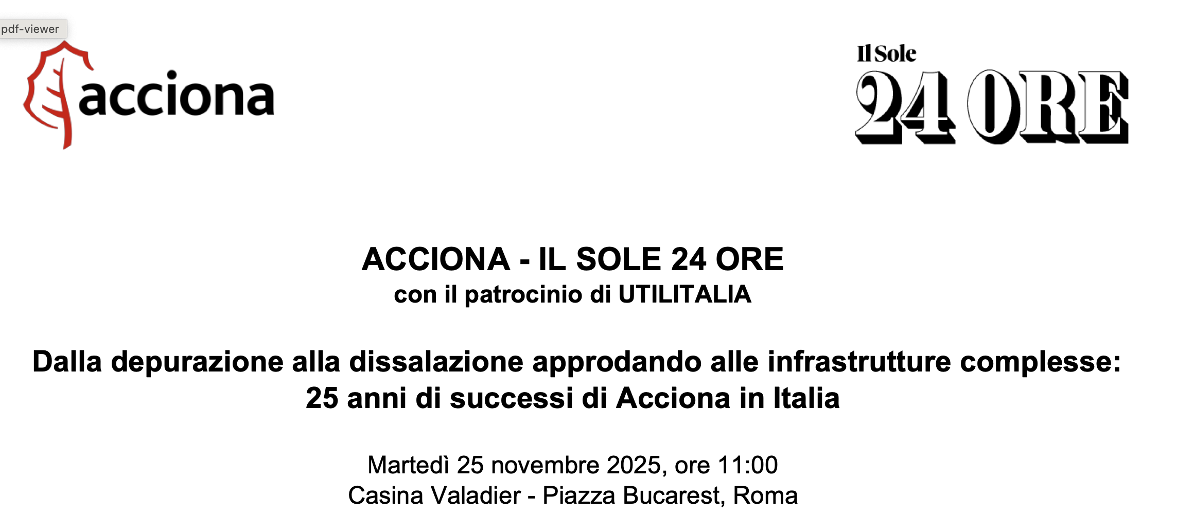 Dalla depurazione alla dissalazione approdando alle infrastrutture complesse: 25 anni di successi di Acciona in Italia
